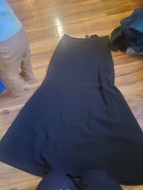 Black Wool Trumpet Skirt